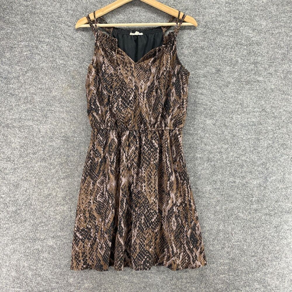 5/$45 Maurices Dress Women S Small Brown Animal Print Sheath Midi V-Neck Lined